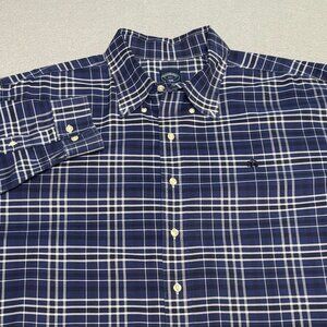 Brooks Brothers Blue and White Plaid Casual Button Down Shirt